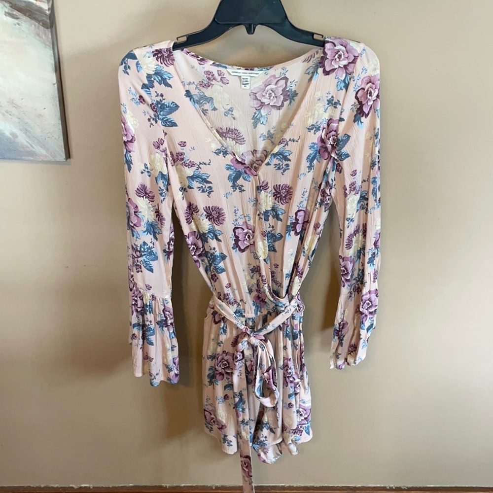 Size Small Long floral lavender romper from AE